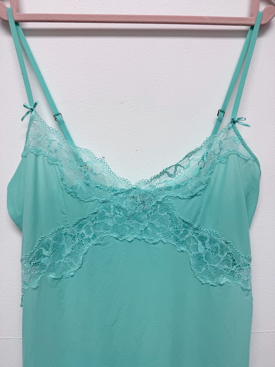 Victoria's Secret Slip Dress Size M Mint Green Lace Chemise 3