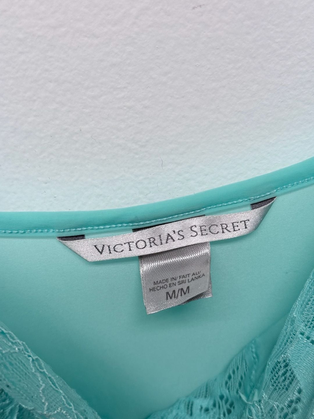Victoria's Secret Slip Dress Size M Mint Green Lace Chemise 5