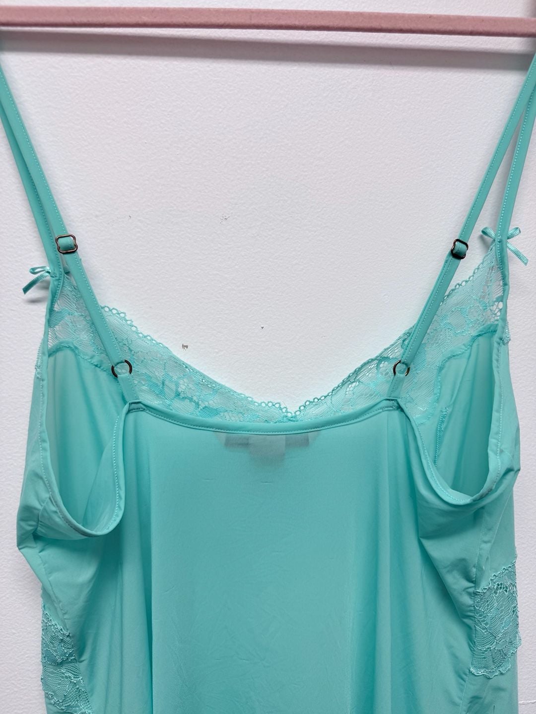 Victoria's Secret Slip Dress Size M Mint Green Lace Chemise 7