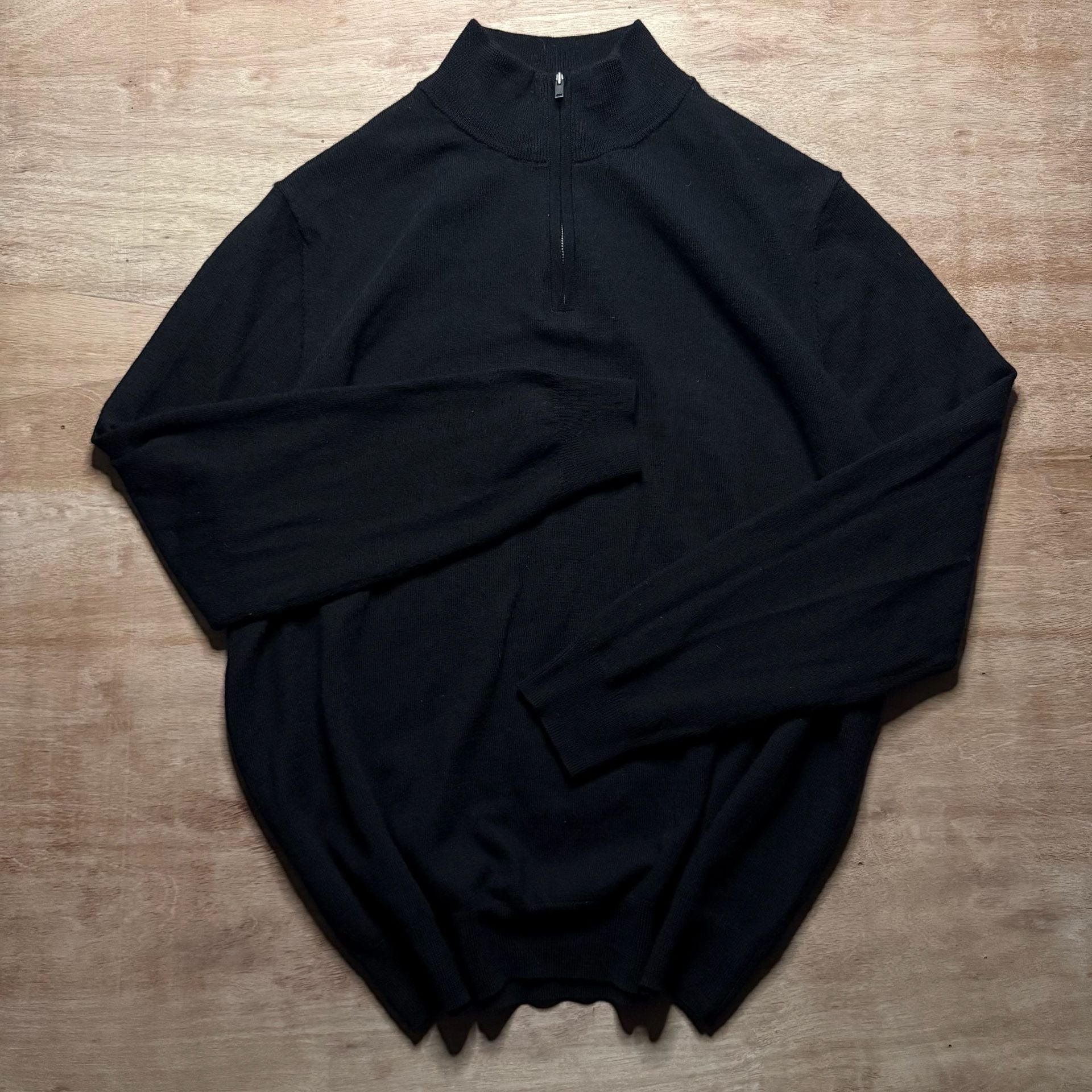 Christian Lacroix Men's XL Merino Wool Black Quarter Zip Sweater Luxury 4