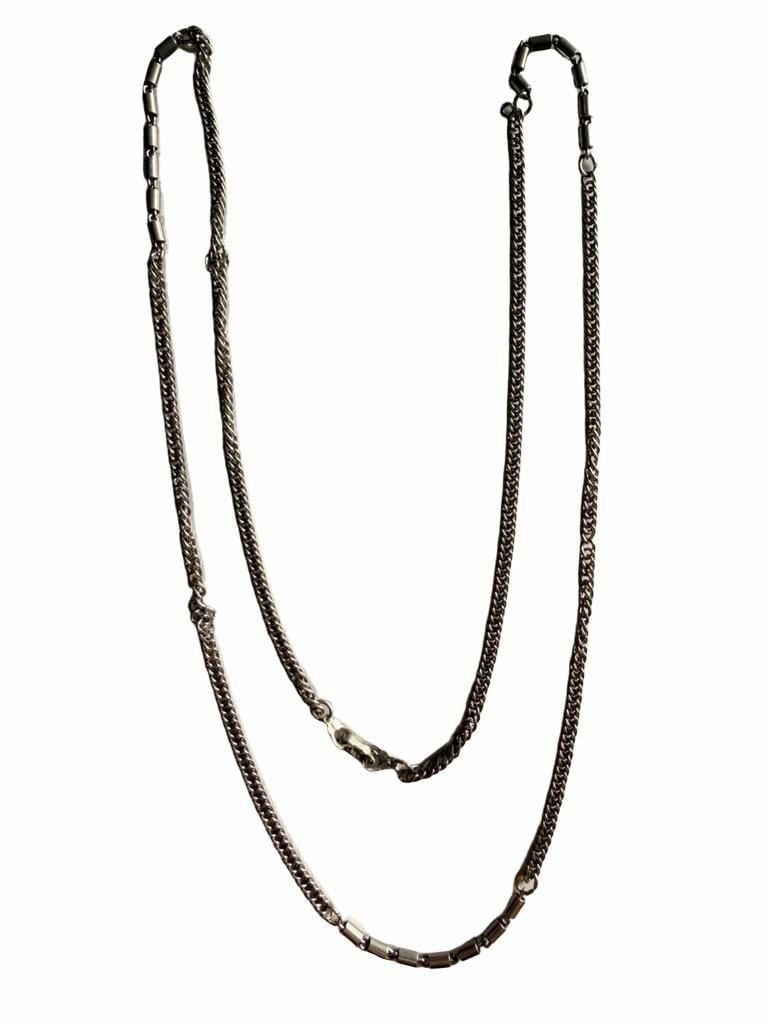 Silver Tone Chain Station Necklace 2