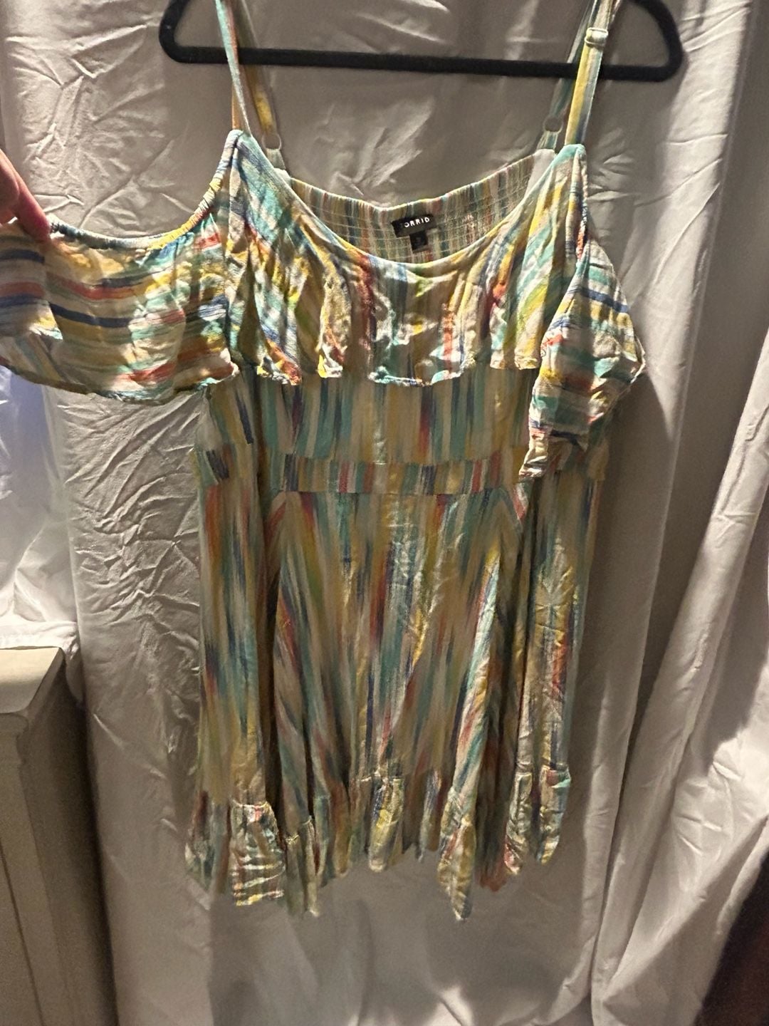 Torrid Gauze Cold Shoulder Skater Dress Size 3 Multi-Color Striped 3