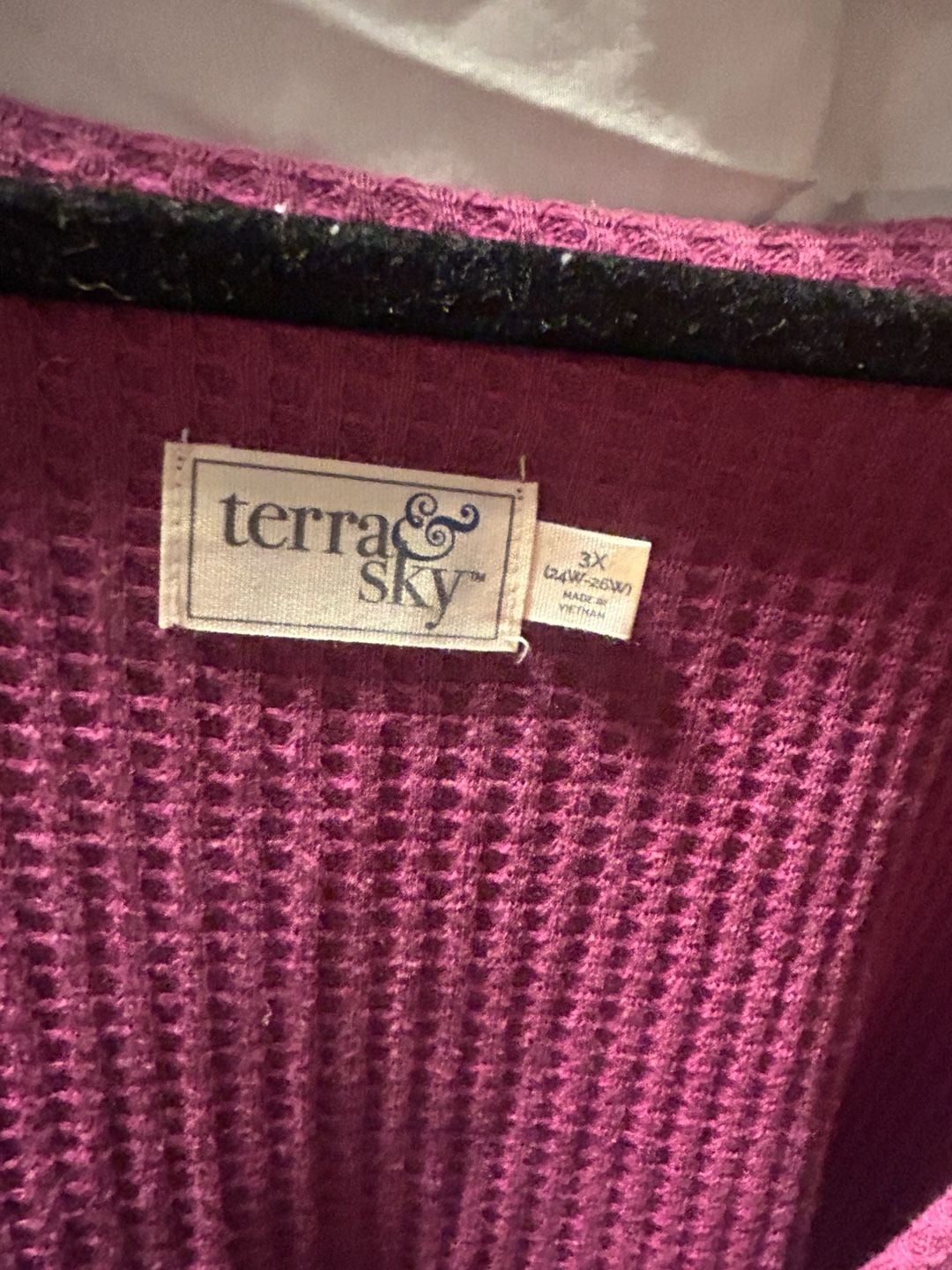 Terra & Sky Waffle Knit Babydoll Dress Size 3X (24W-26W) Purple Henley 3