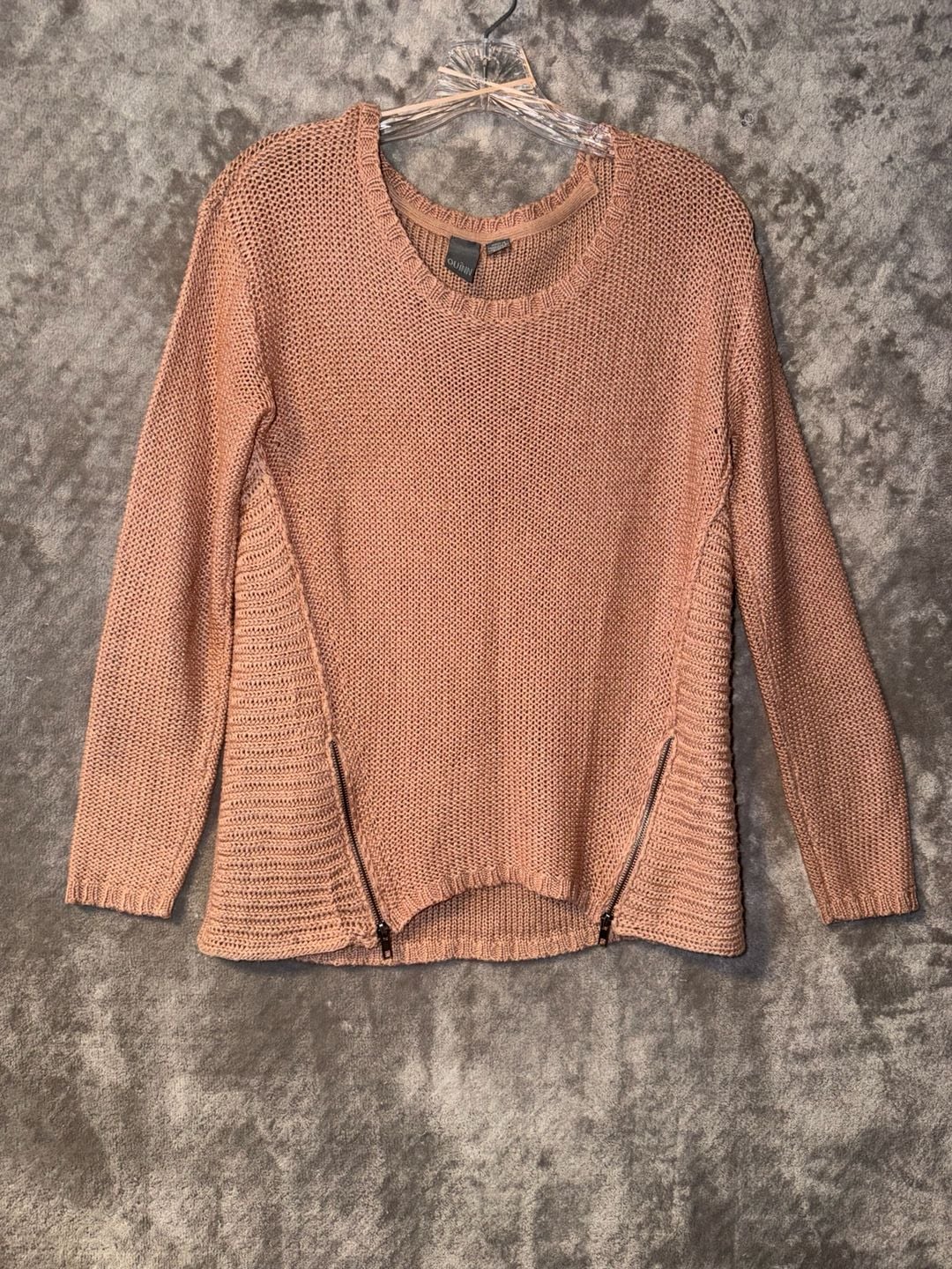 Quinn Sweater Size Small Mauve Chunky Knit Side Zip 3
