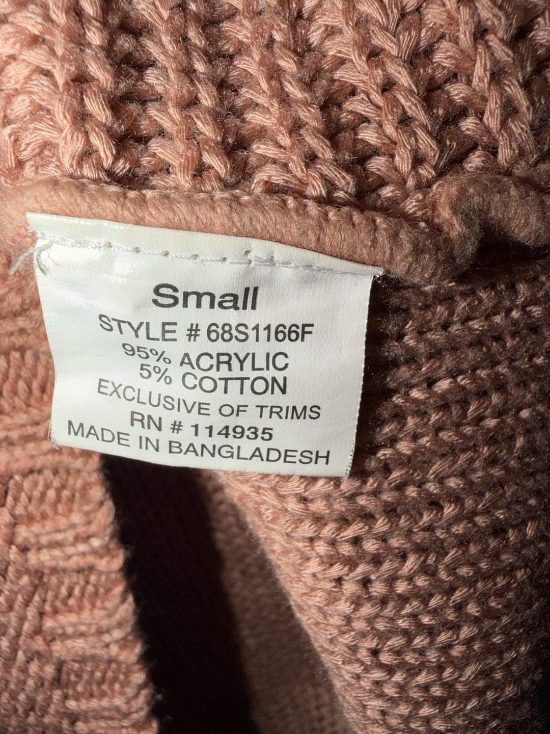 Quinn Sweater Size Small Mauve Chunky Knit Side Zip 7