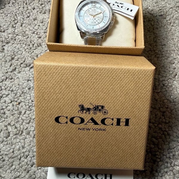 Coach Boyfriend Crystal Stainless Steel Watch Silver