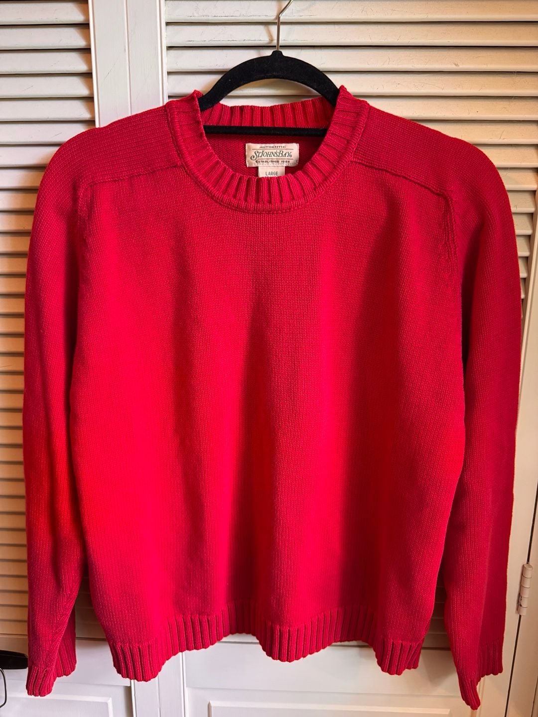 St John's Bay Cotton Crewneck Sweater Size Large Red 2