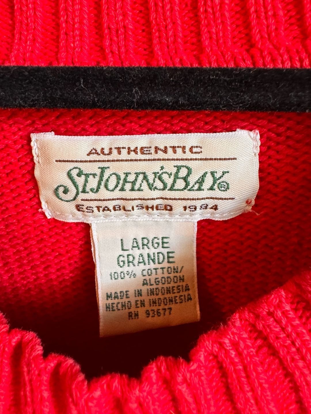 St John's Bay Cotton Crewneck Sweater Size Large Red 3