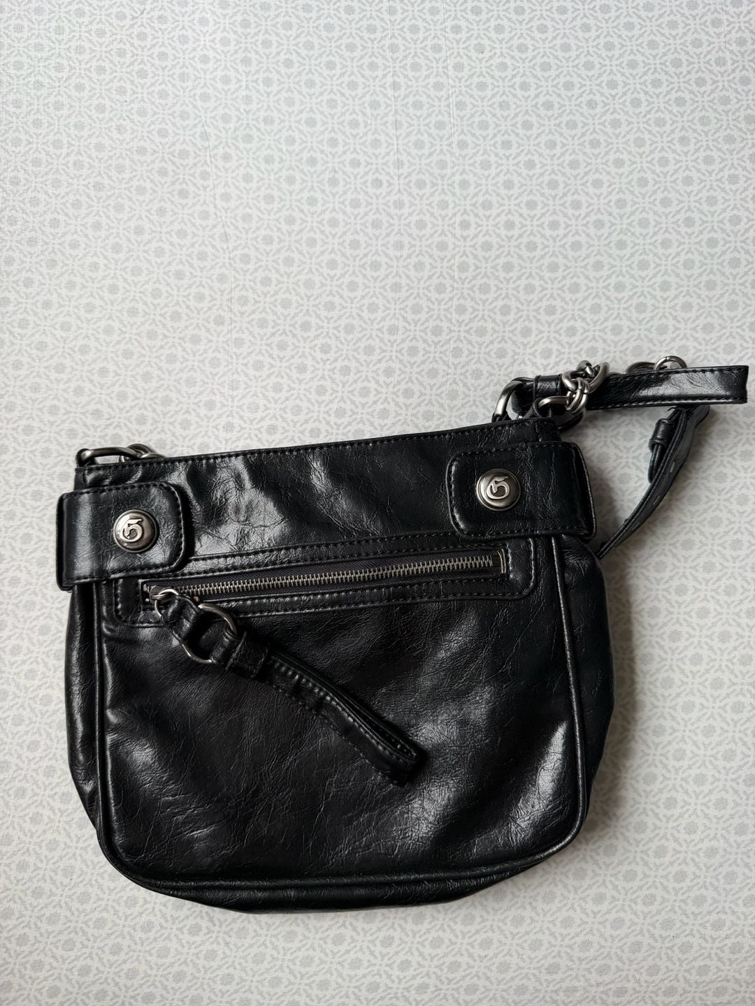 Vintage Y2K Guess Studded Leather Hobo Shoulder Bag Black Goth Grunge Chain 5