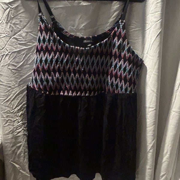 Torrid Babydoll Cami Size 3 Black Embroidered Smocked Tank Top