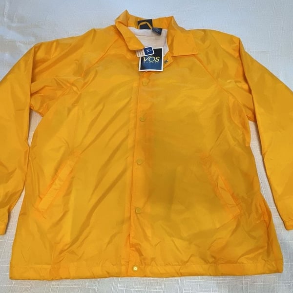 Vos Sports Yellow lined Nylon Windbreaker Coaches Jacket Size XL