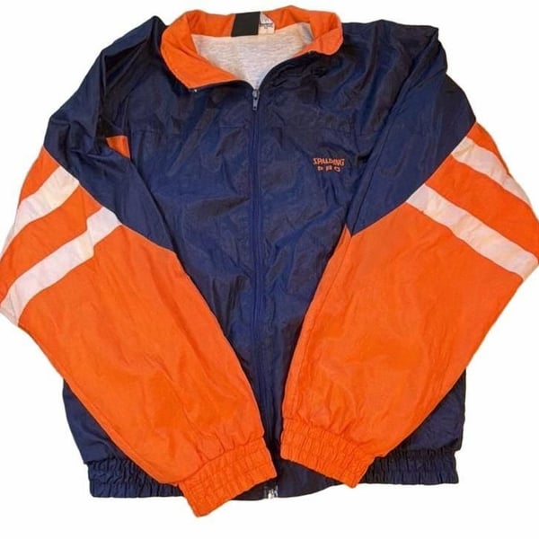 Spalding Pro Windbreaker Jacket Size M Blue Orange