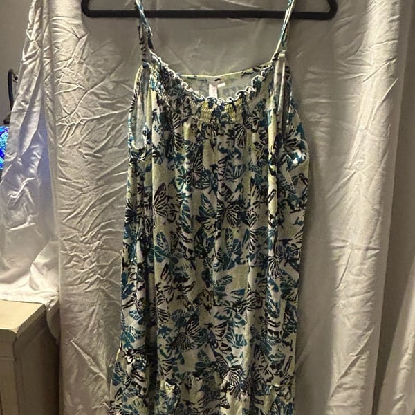 Joyspun Chemise Size 2X Blue Green Butterfly Sleepwear Nightgown