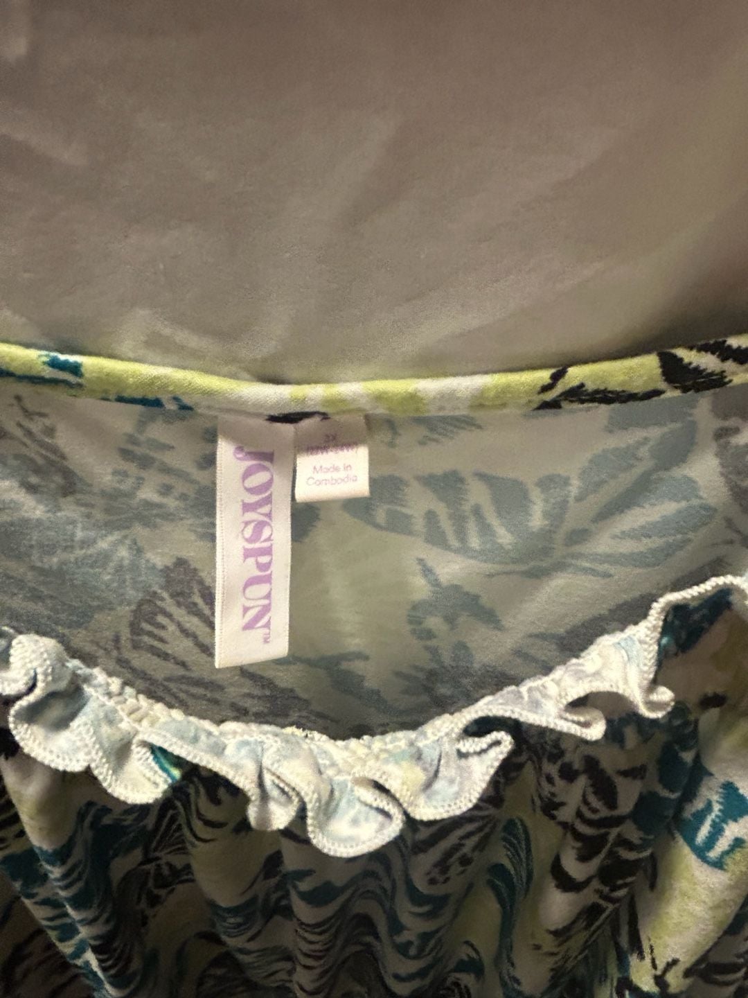 Joyspun Chemise Size 2X Blue Green Butterfly Sleepwear Nightgown 3