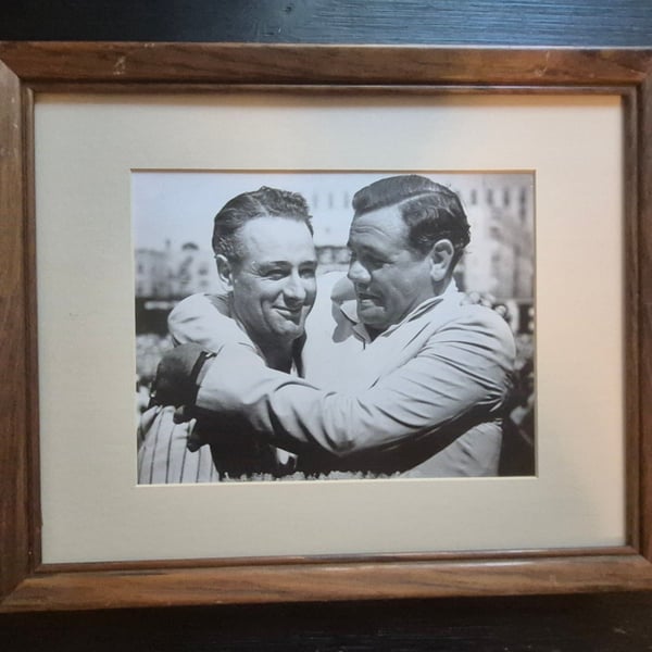 Vintage Framed Photograph Lou Gehrig And Babe Ruth