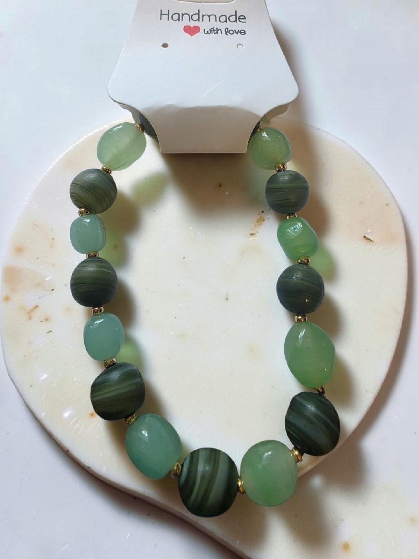 Green Stripe Agate Stretch Bracelet 4