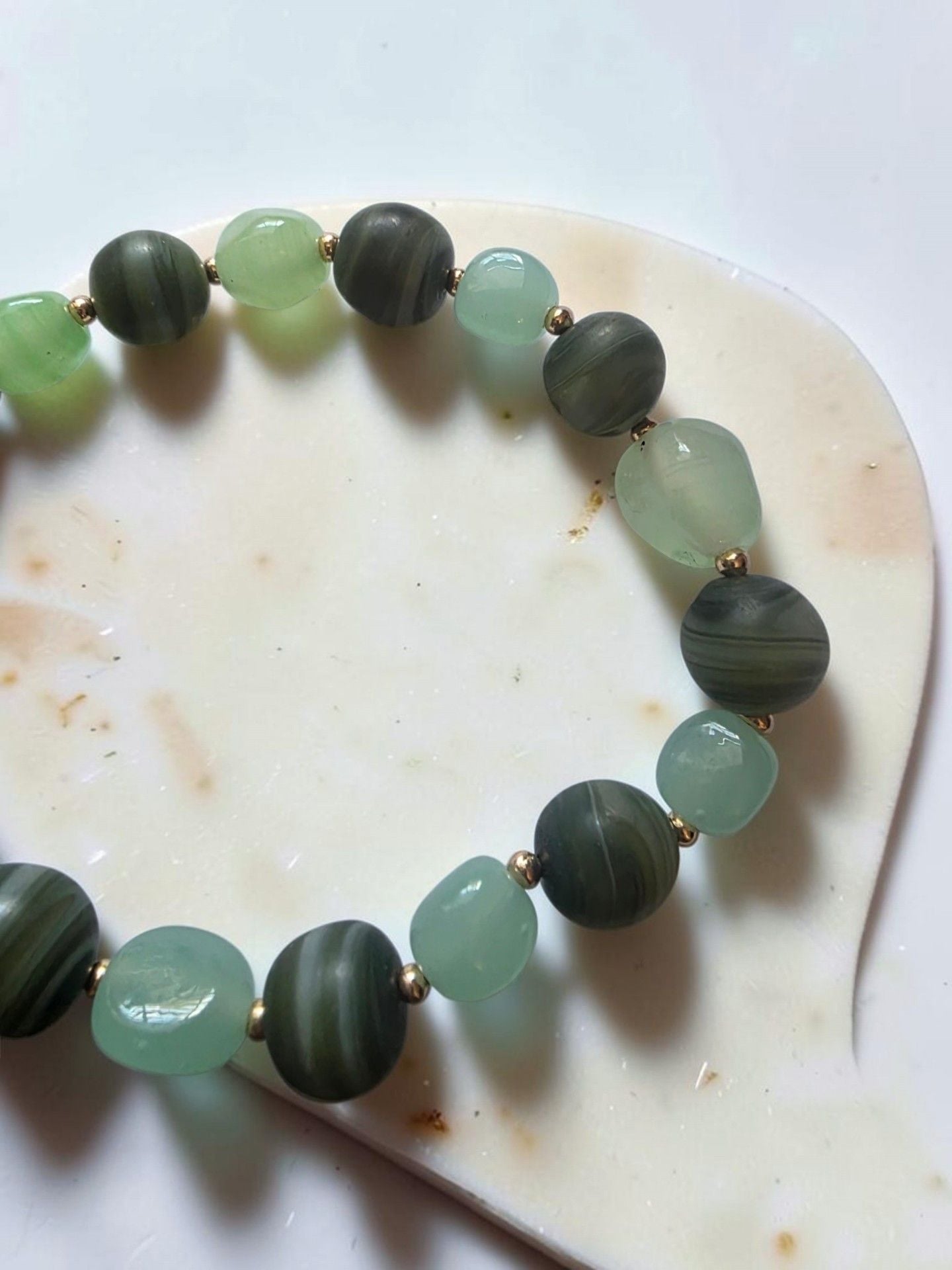 Green Stripe Agate Stretch Bracelet 5