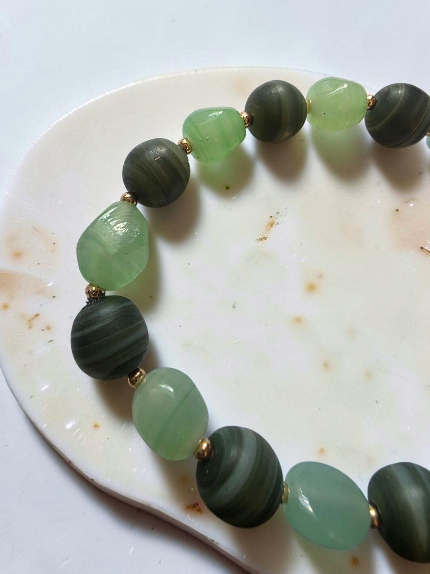 Green Stripe Agate Stretch Bracelet 6