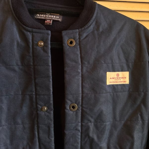 Amundsen Field Fleece Wool Bomber Jacket Size S Navy