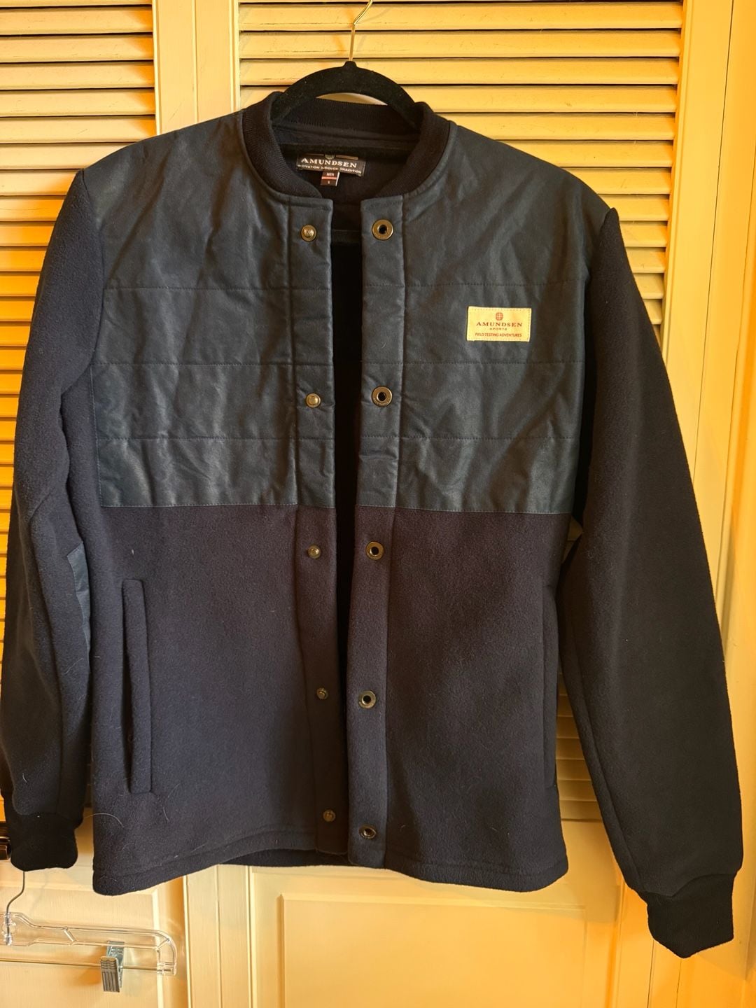 Amundsen Field Fleece Wool Bomber Jacket Size S Navy 3