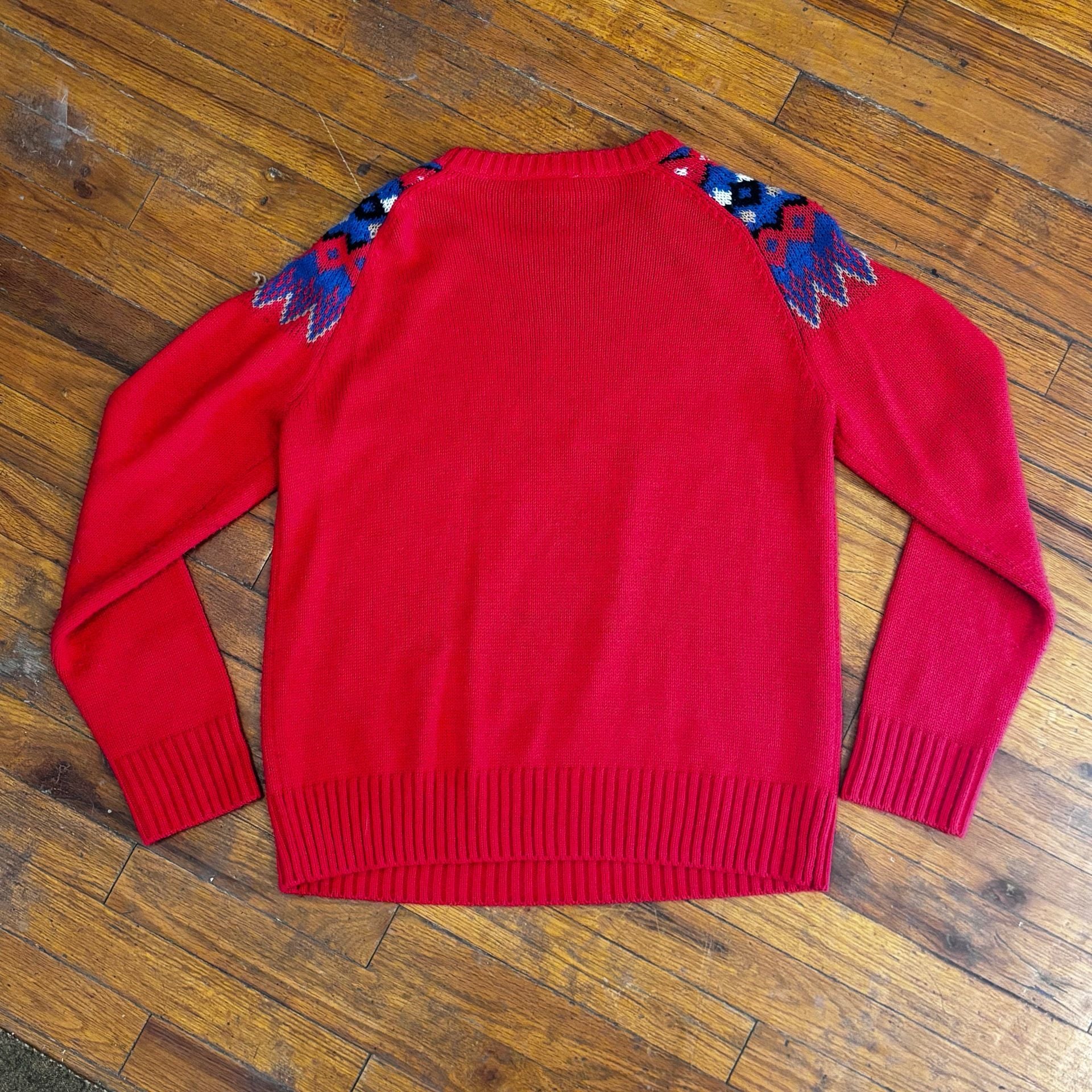 American Sweetheart Fair Isle Nordic Red Acrylic Pullover Sweater 6