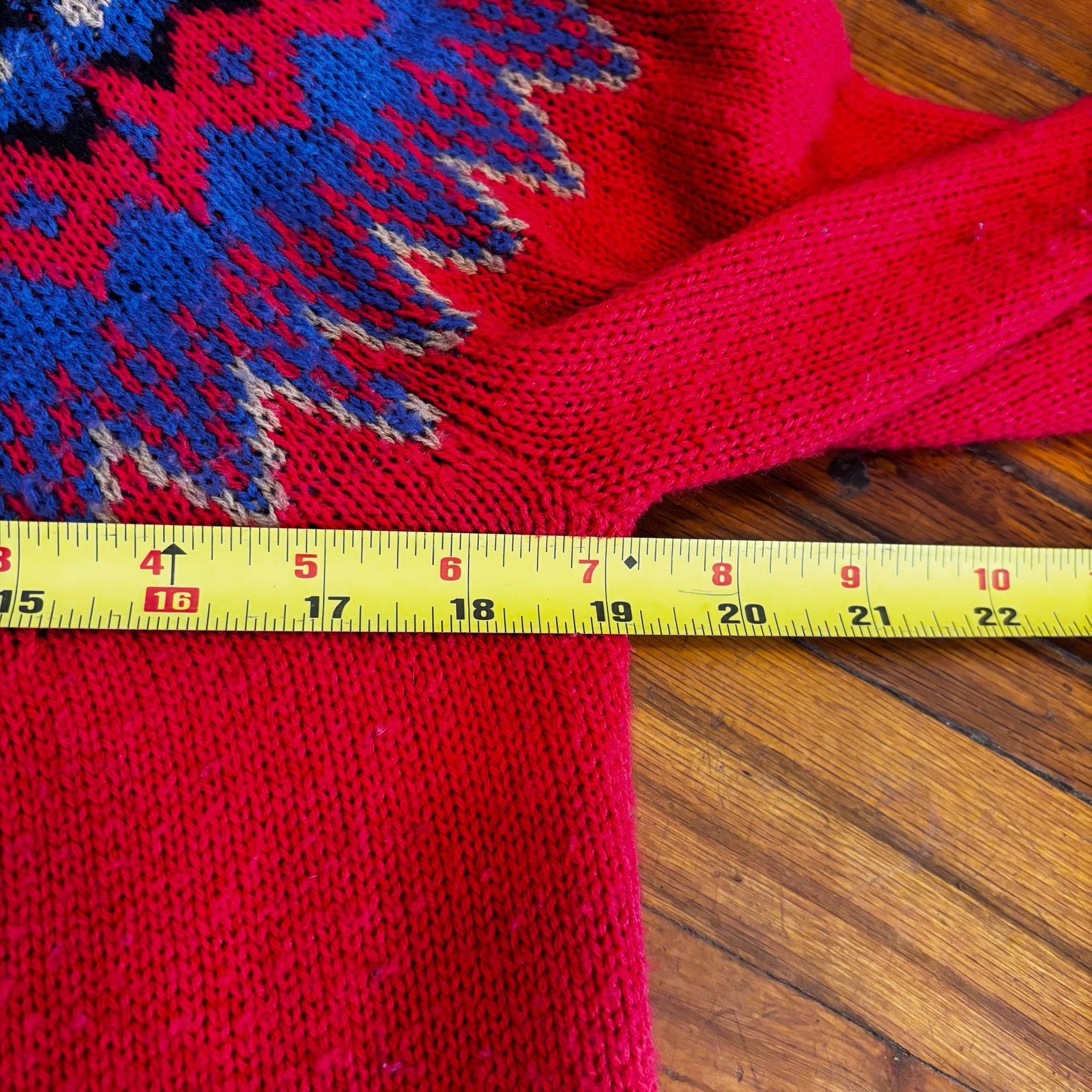 American Sweetheart Fair Isle Nordic Red Acrylic Pullover Sweater 7