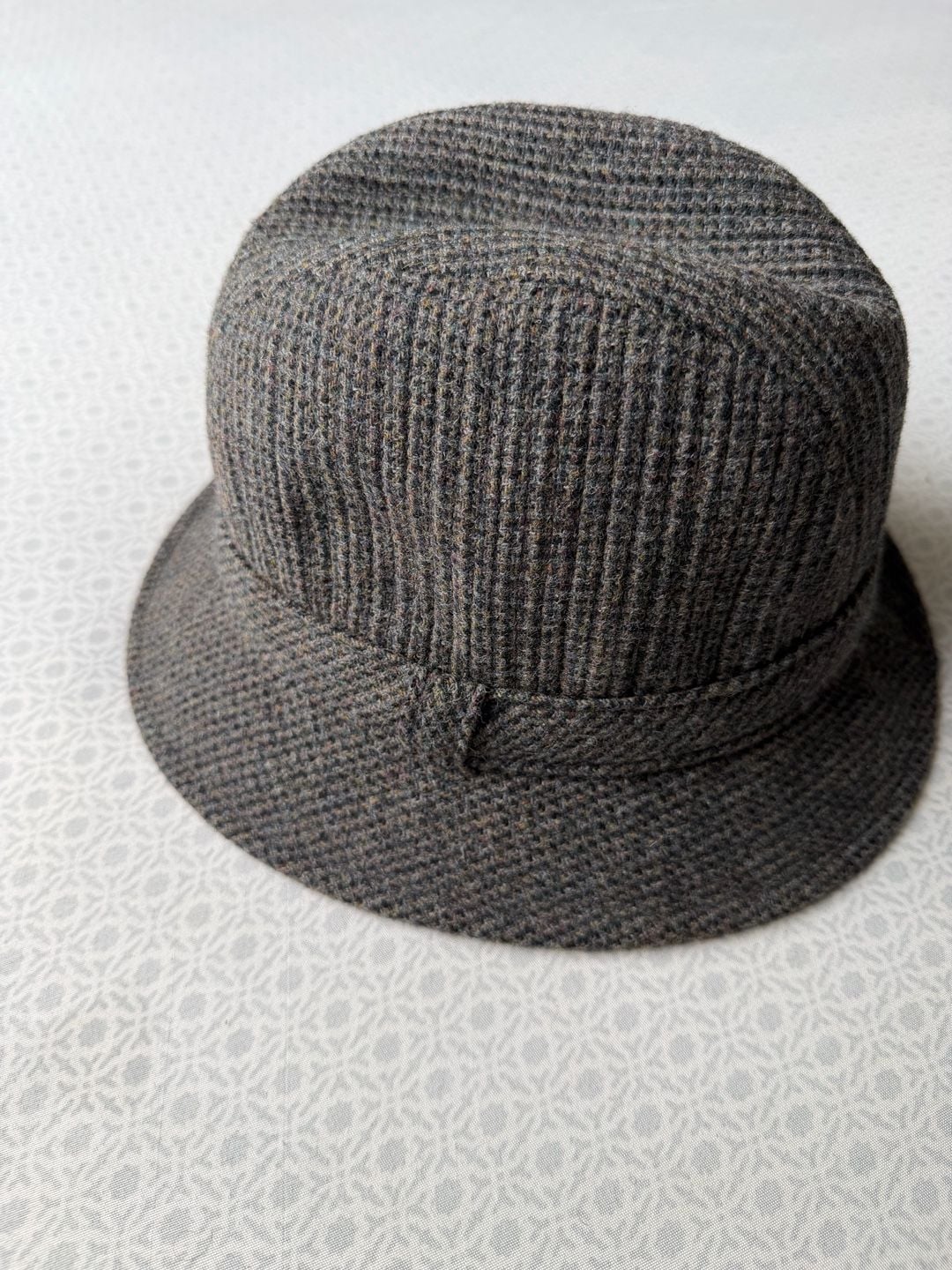 Vintage Pendleton 100% Wool Bucket Fedora Hat Tweed Gray Brown Men's Size XL 3