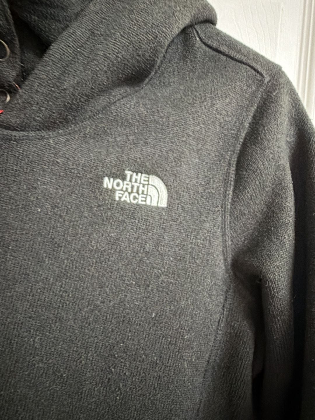 The North Face Crescent Hoodie Size L Black Fleece Pullover Snap Placket 7