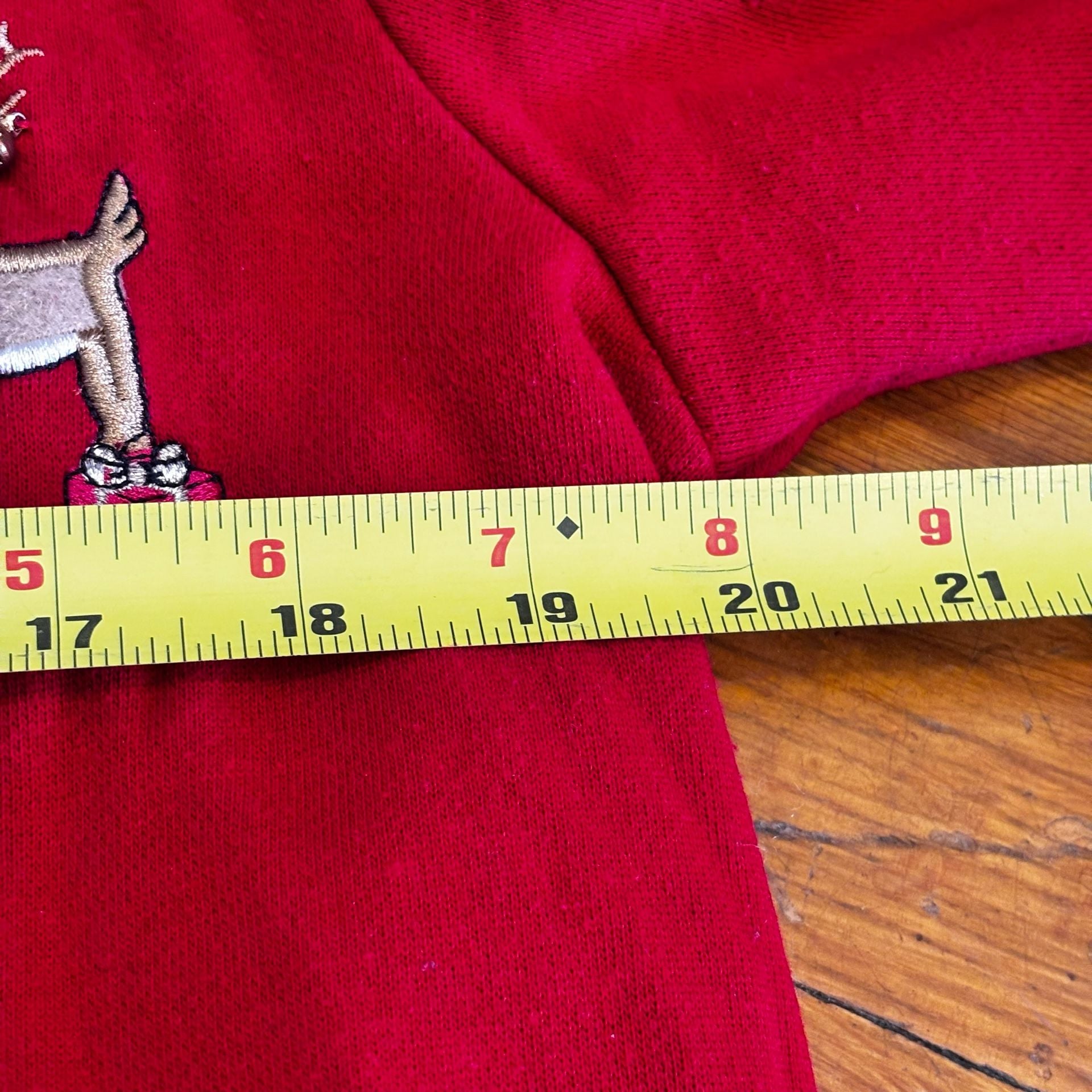Karen Scott Reindeer Christmas Mock Neck Top Size M Red Embroidered 6