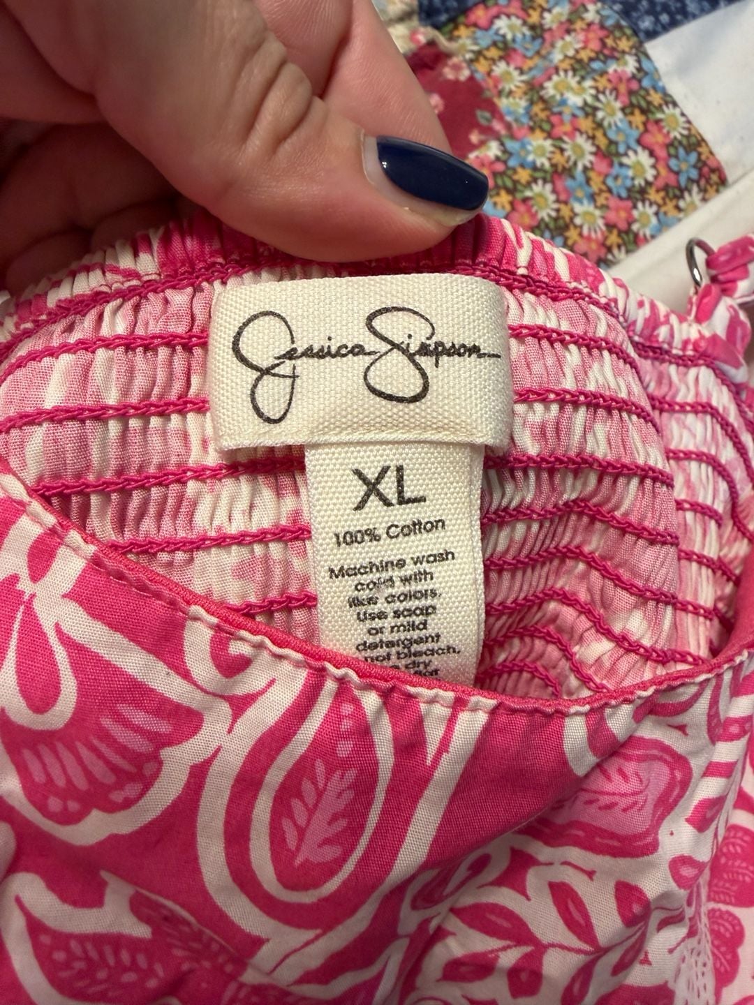 Jessica Simpson Smocked Pink Floral Mini 4