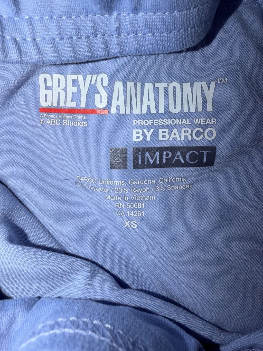 Grey's Anatomy Impact Scrub Pants Blue Cargo Drawstring Women’s XS 14