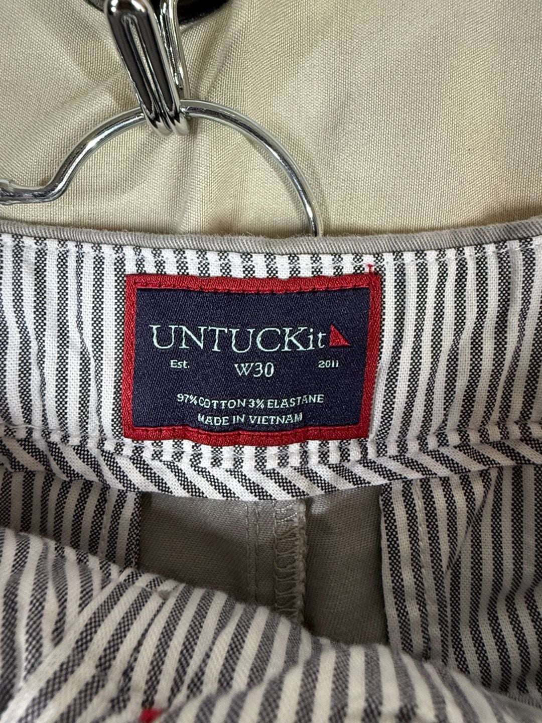UNTUCKit St. Vincent Chino Shorts Size W30 Gray Stretch Cotton 3