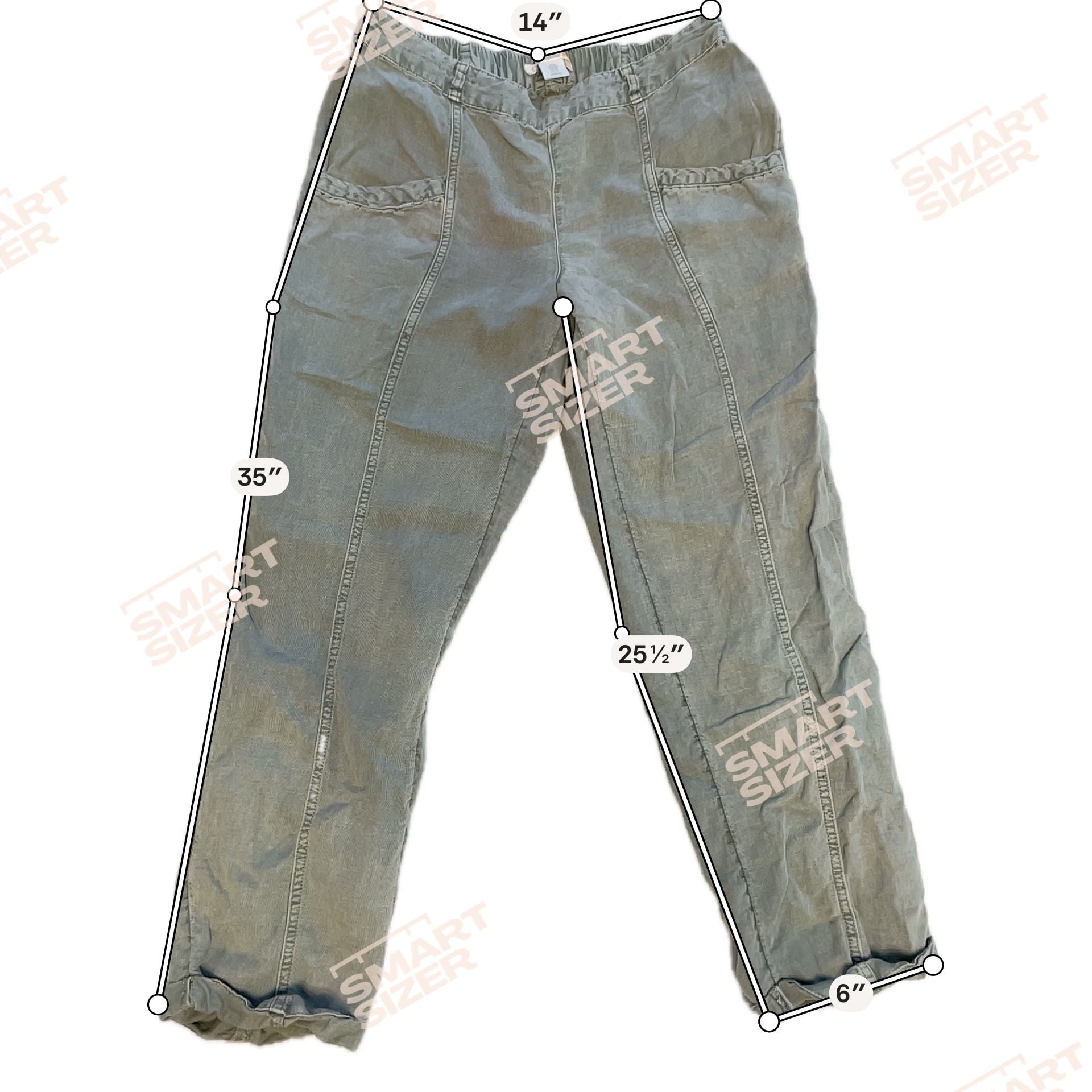 Splendid C&C California Utility Pants Size M Green Linen Lyocell Casual 4