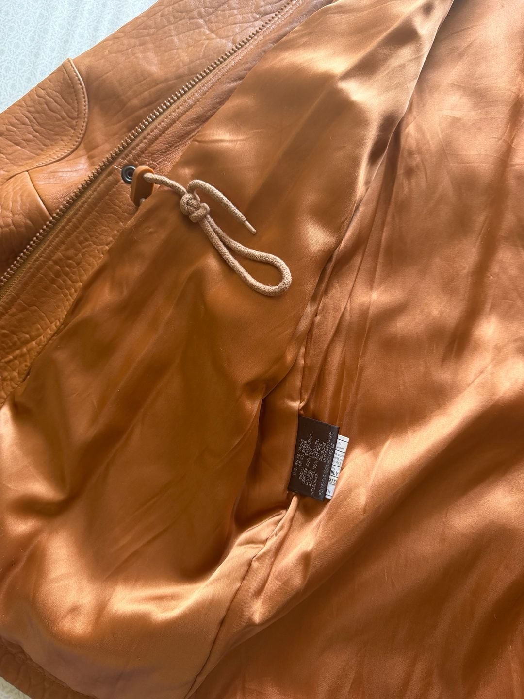 Vintage Andrew Marc Leather Parka Jacket Coat Heavyweight Brown Cognac XL 12