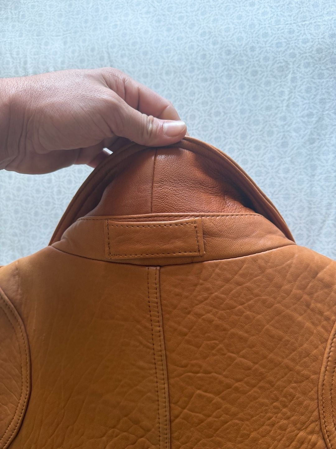 Vintage Andrew Marc Leather Parka Jacket Coat Heavyweight Brown Cognac XL 24
