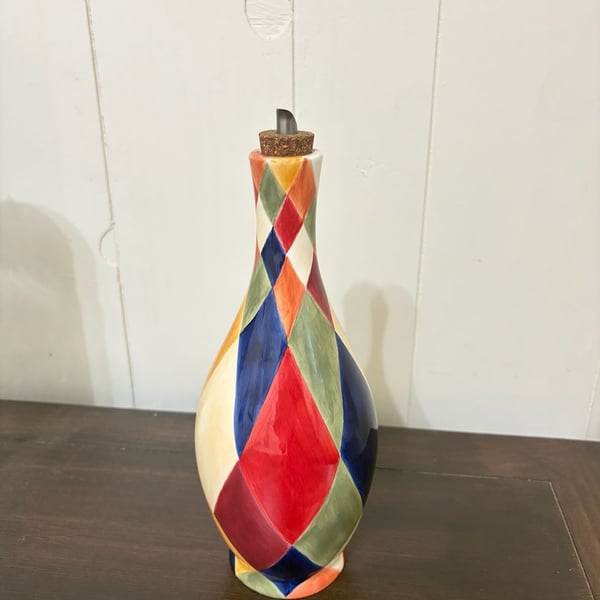 Artimino Ciao Harlequin Oil Dispenser Bottle Colorful Diamond Pattern