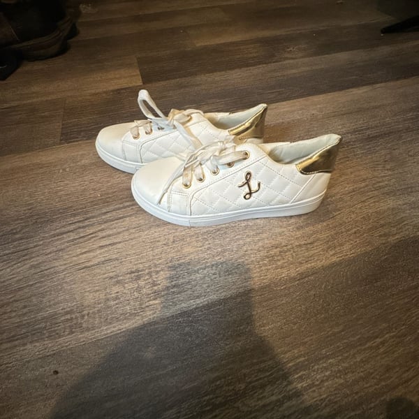 Unbranded Quilted Lace-Up Casual Sneakers White Gold