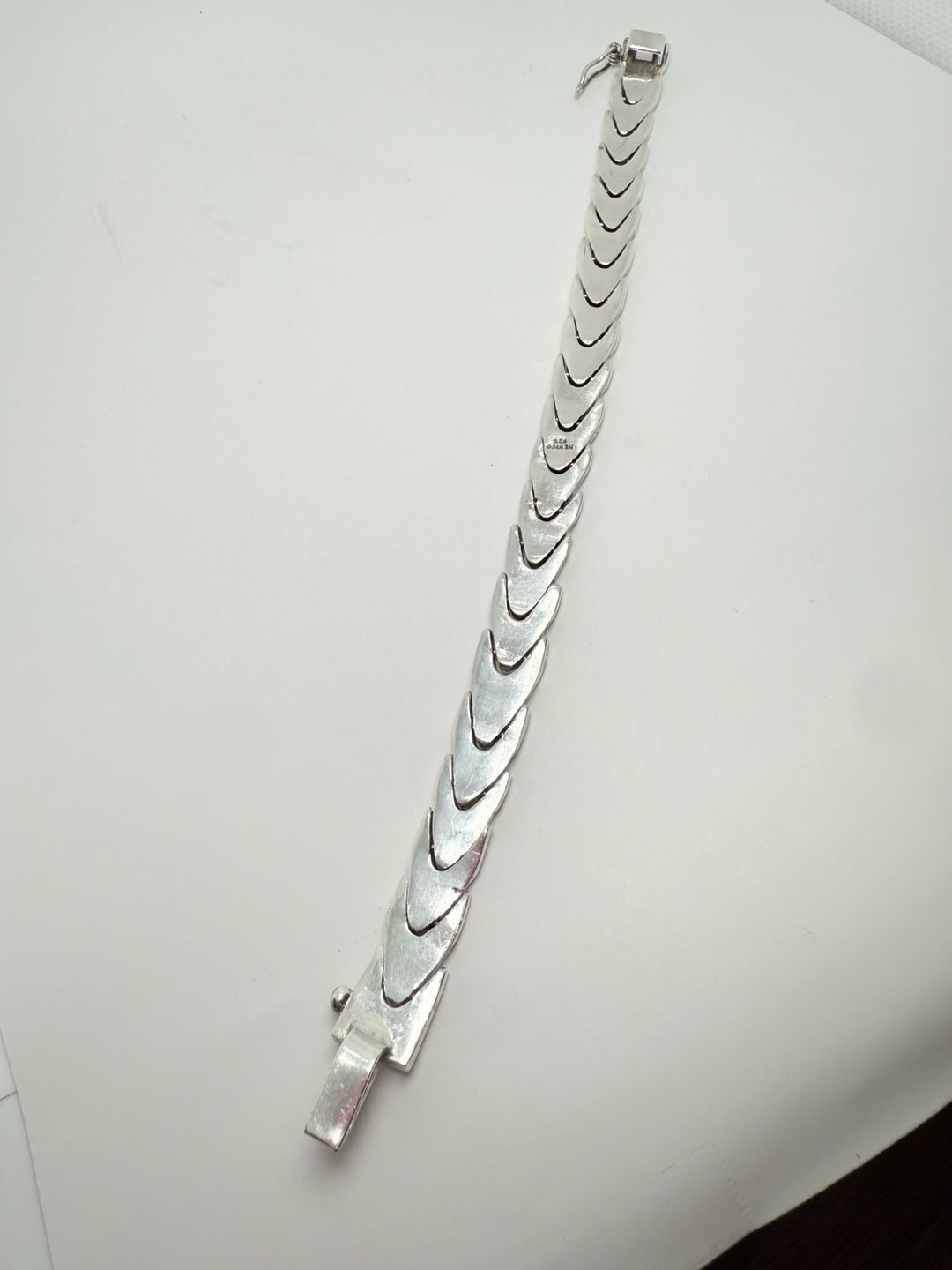 Vintage Sterling Silver Taxco Flat Domed Wide Curb Link Statement Bracelet! 7