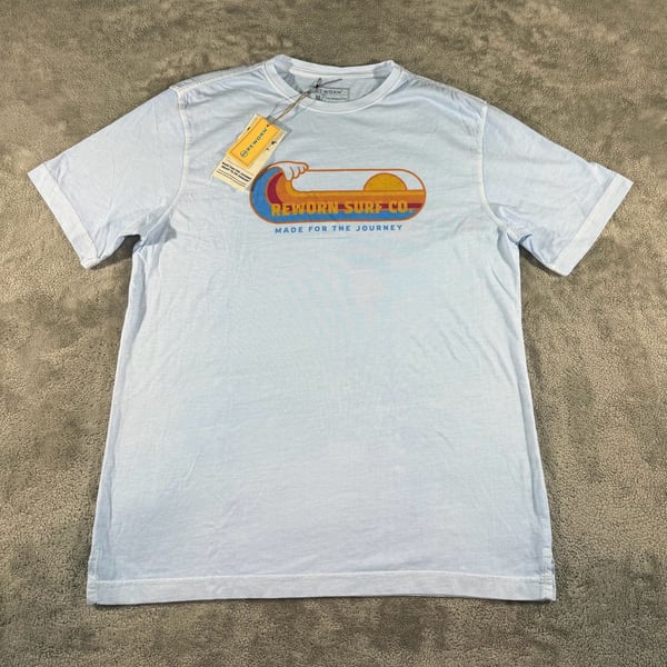Reworn Surf Co T-Shirt Size M Light Blue Organic Cotton Graphic Tee