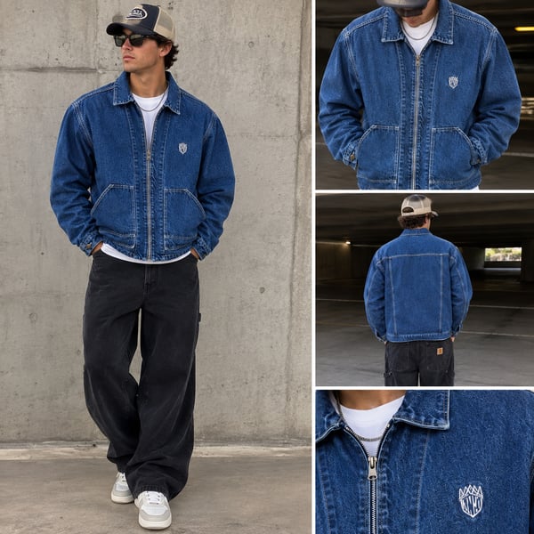 JNCO Vintage Workwear Denim Jacket XL Zip Up y2k 90s USA Made Skater Streetwear