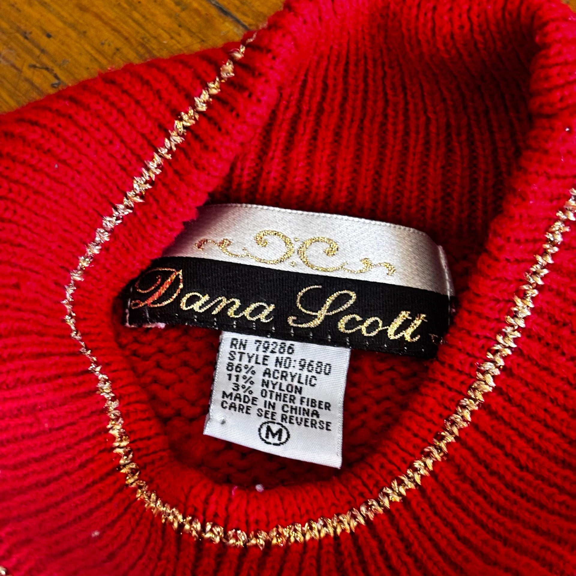 Dana Scott Christmas Ornament Sweater Size M Red Ugly Holiday 4