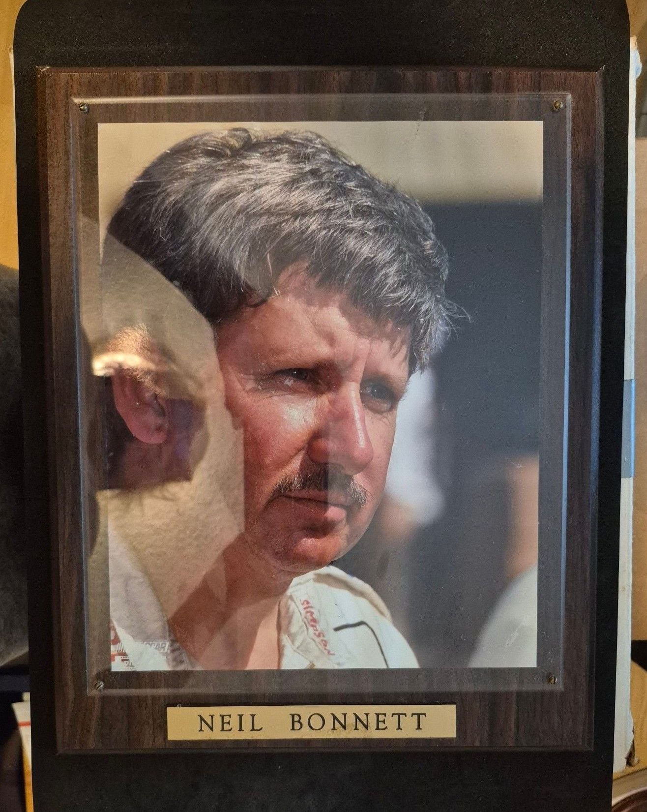 Vintage Neil Bonnett Nascar Photo Wood Plaque Display 11 x 14 1