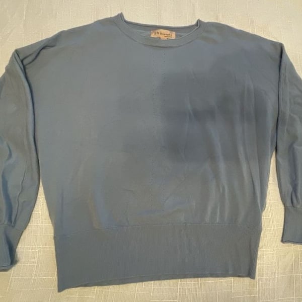 Philosophy Republic Clothing Crewneck Sweater Size L/G Blue Pullover Top
Preppy