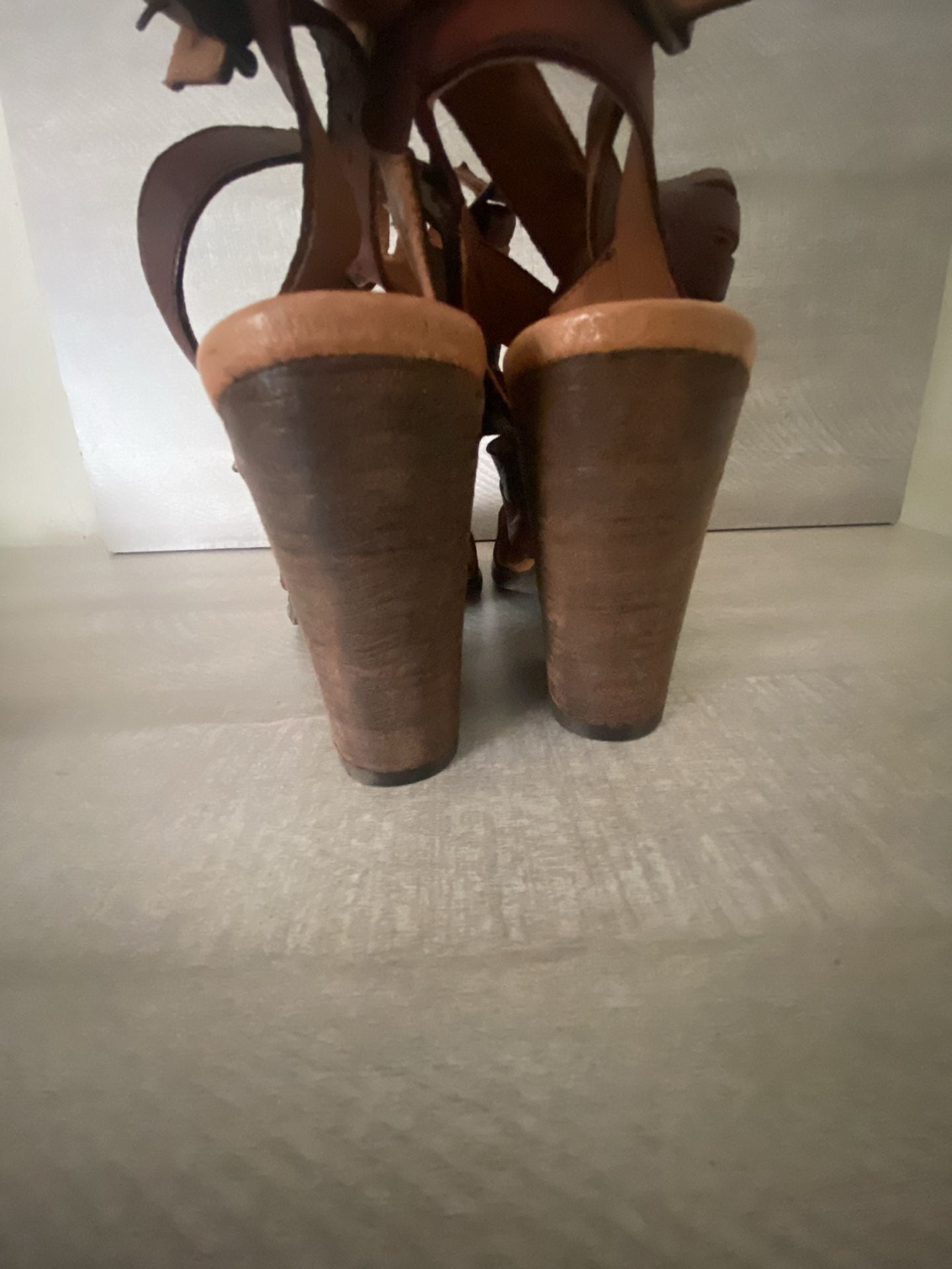 Free People Hayes Brown Leather Block Heel Strappy Buckle Bootie 5