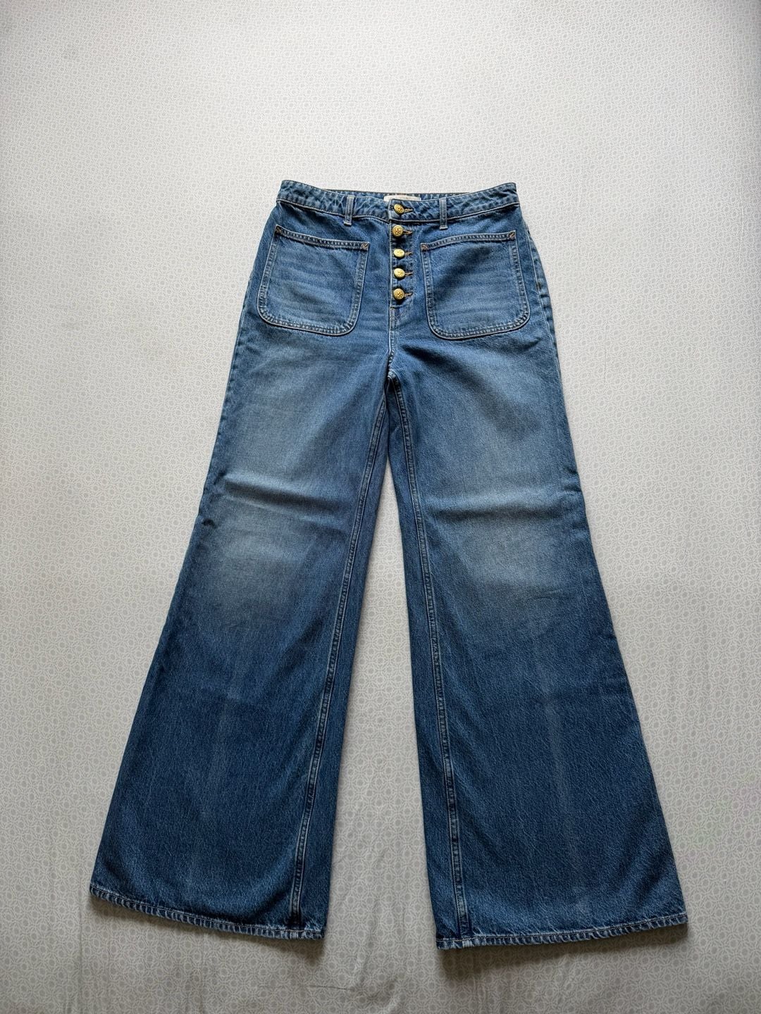 Ulla Johnson The Lou Wide Leg Jeans Button Fly High Rise Denim Women's Size 29 2