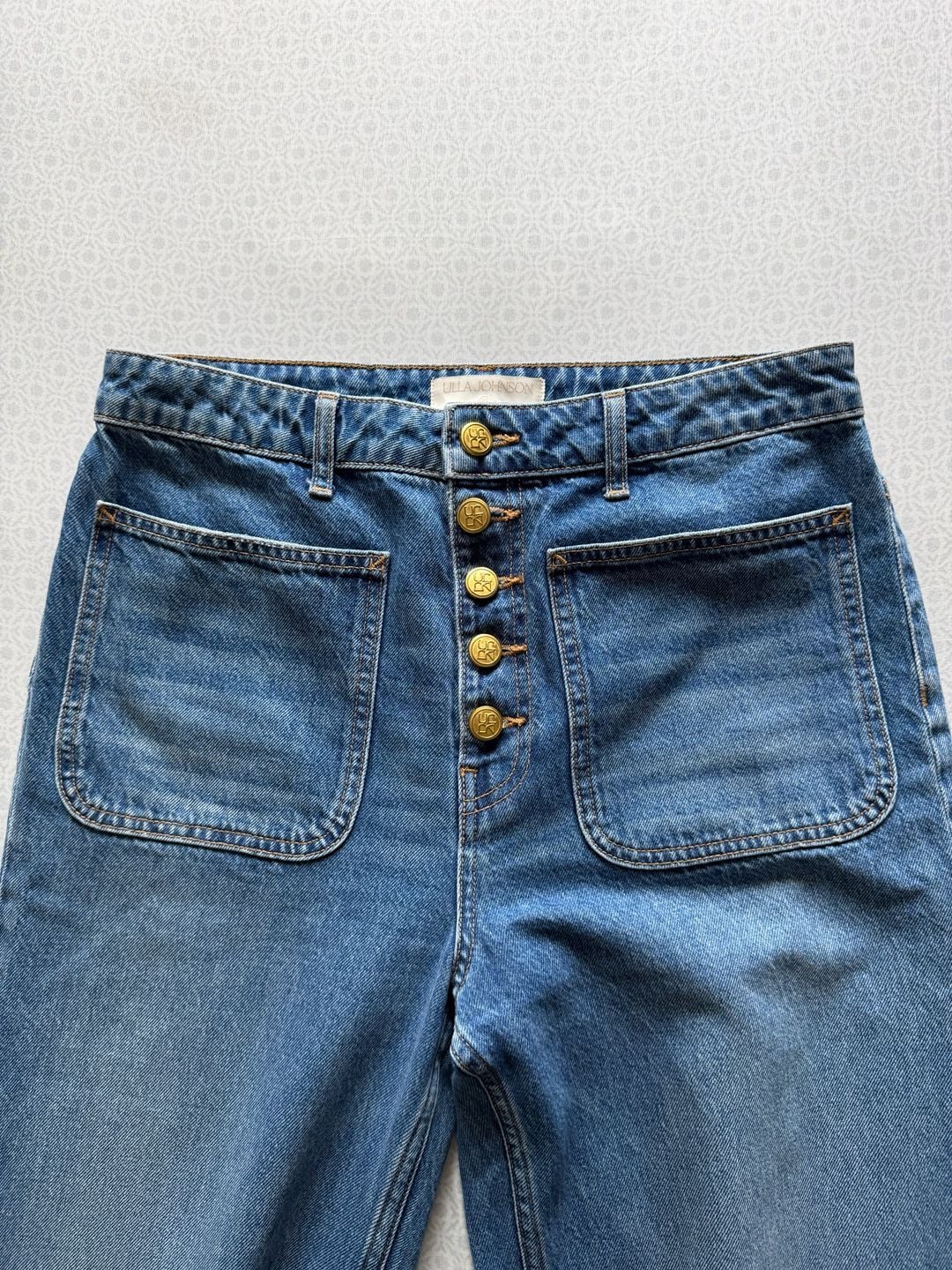 Ulla Johnson The Lou Wide Leg Jeans Button Fly High Rise Denim Women's Size 29 3
