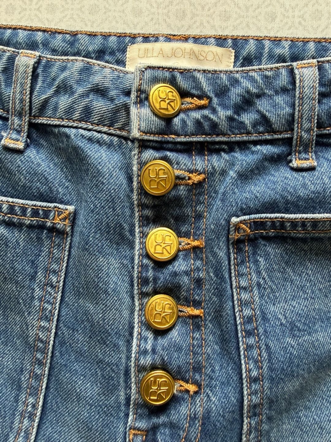 Ulla Johnson The Lou Wide Leg Jeans Button Fly High Rise Denim Women's Size 29 4
