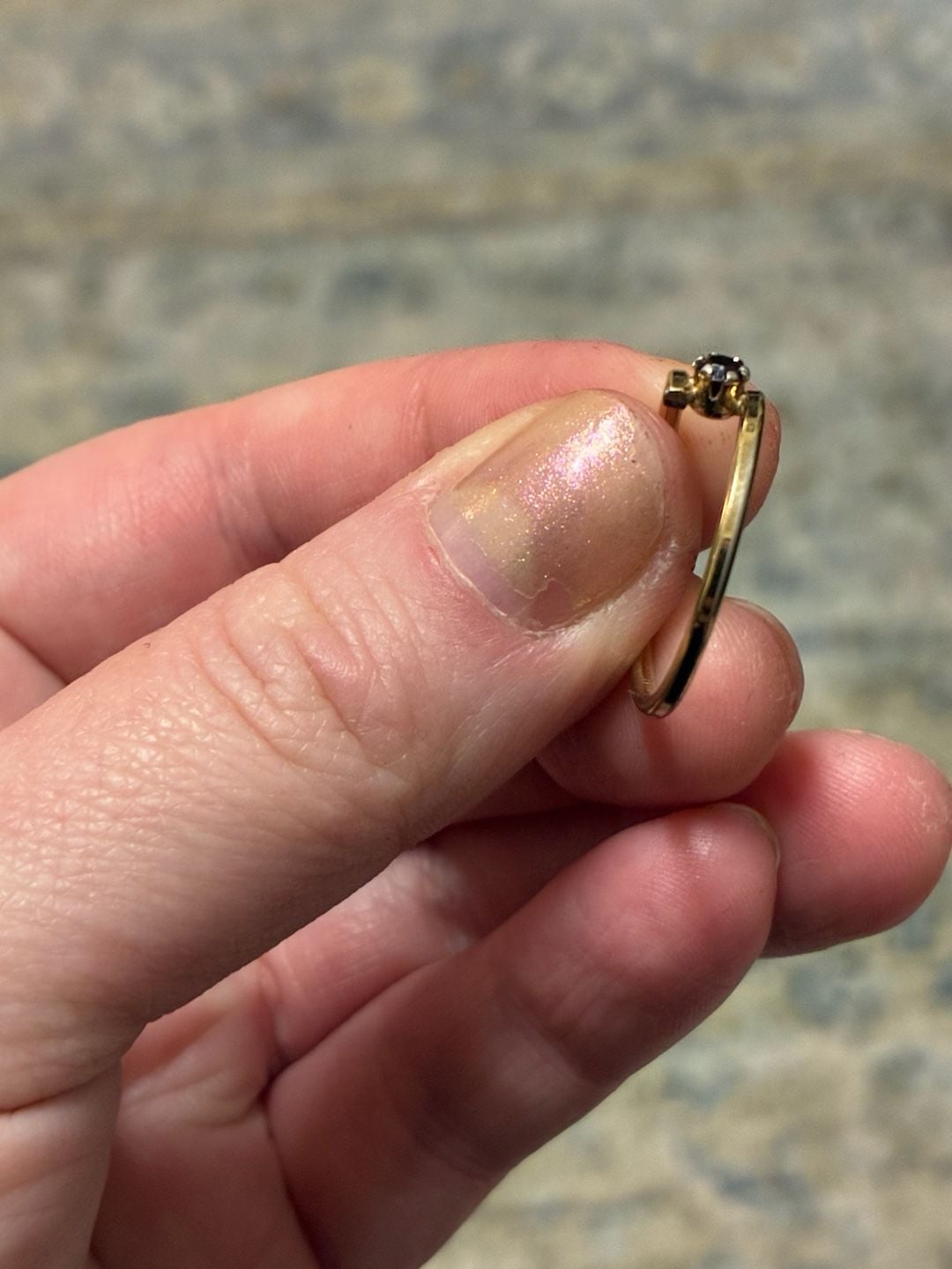 Gold Tone Black Stone Crossover Ring 5