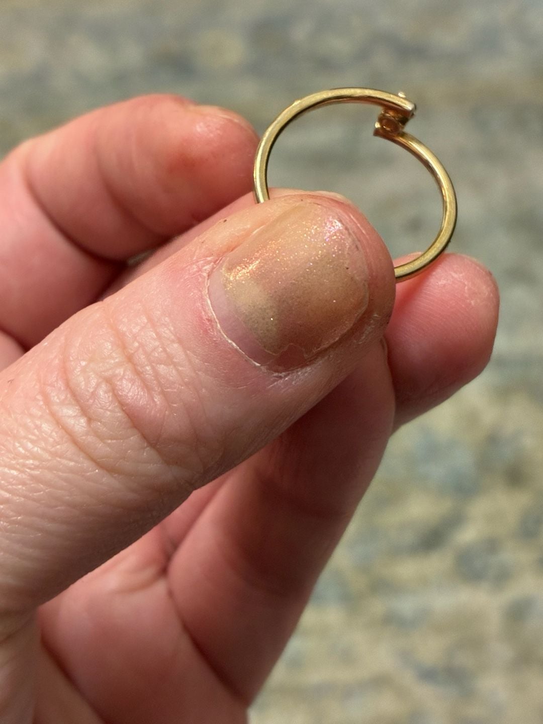 Gold Tone Black Stone Crossover Ring 6