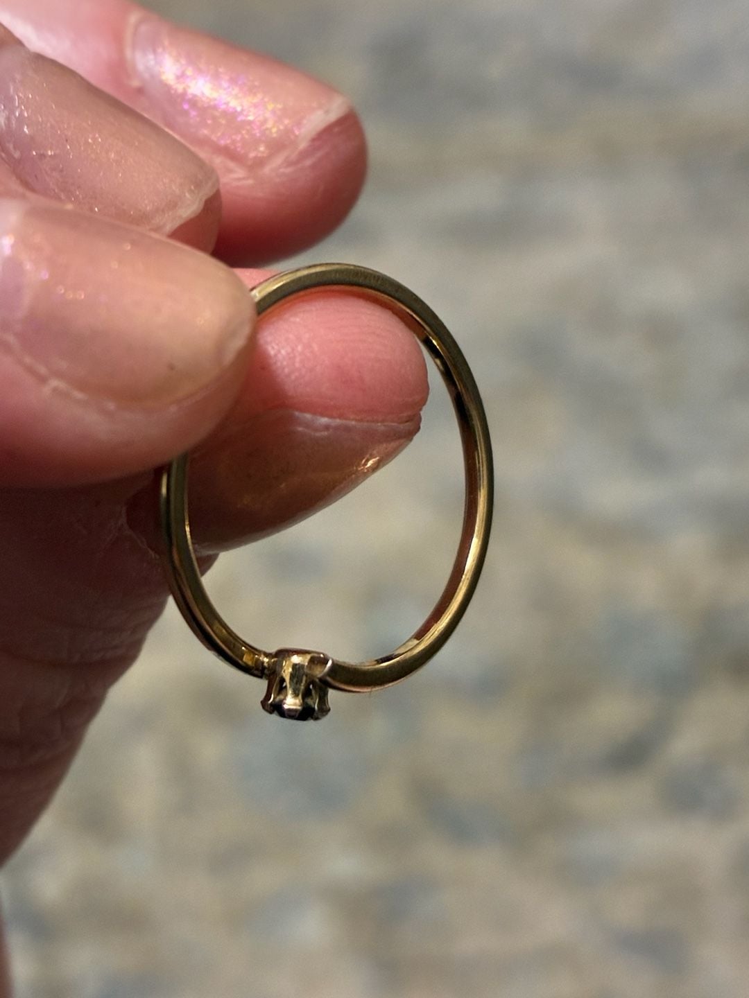 Gold Tone Black Stone Crossover Ring 8